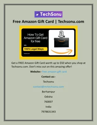 Free Amazon Gift Card  Techsonu