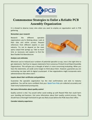 Commonsense Strategies to Enlist a Reliable PCB Assembly Organization