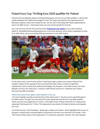 Poland Euro Cup Thrilling Euro 2024 qualifier for Poland