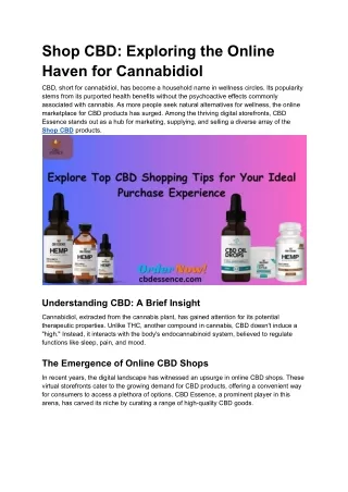 Shop CBD_ Exploring the Online Haven for Cannabidiol