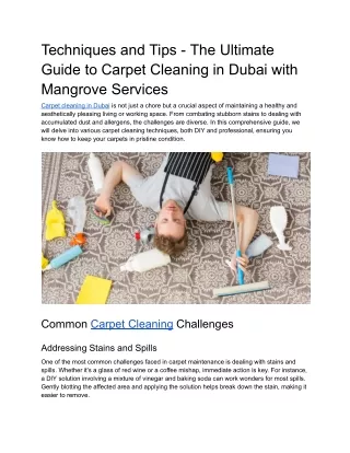 Techniques and Tips - The Ultimate Guide to Carpet Cleaning in Dubai with Mangrove Services