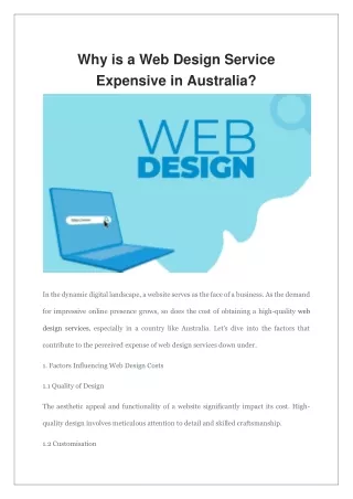 Why is a Web Design Service Expensive in Australia?