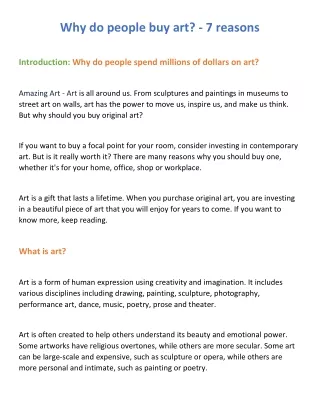 Why do people buy art - 7 reasons