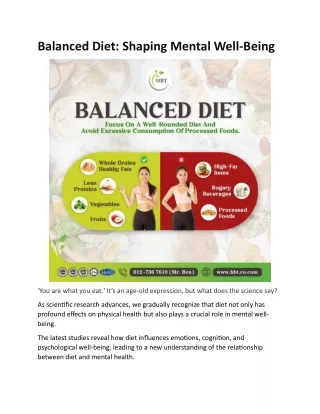 Balanced Diet, Shaping Mental Well-Being