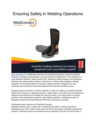 Ensuring Safety in Welding Operations