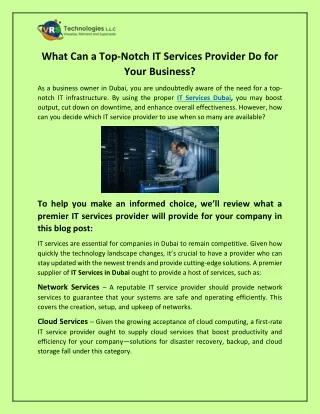 What Can a Top-Notch IT Services Provider Do for Your Business?