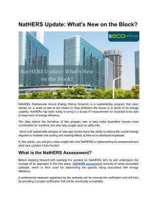 NatHERS Update: What’s New on the Block?