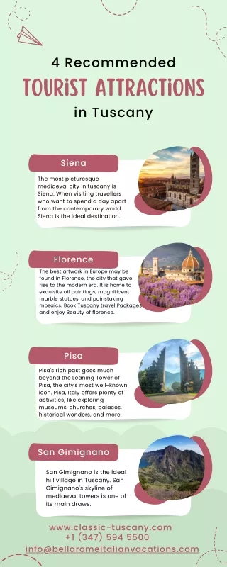 4 Recommended Tourist attractions in Tuscany