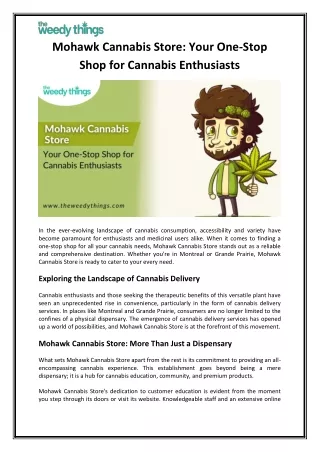 Mohawk Cannabis Store Your One-Stop Shop for Cannabis Enthusiasts