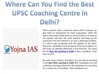 Where Can You Find the Best UPSC Coaching Centre in Delhi