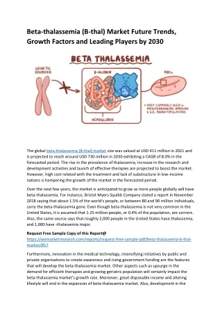 Beta-thalassemia (B-thal) Market