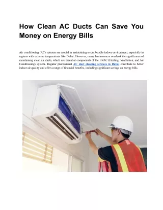 How Clean AC Ducts Can Save You Money on Energy Bills