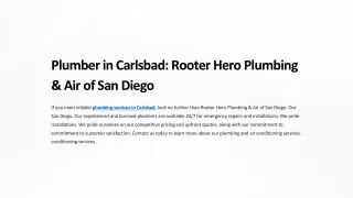 Plumber in Carlsbad Rooter Hero Plumbing & Air of San Diego