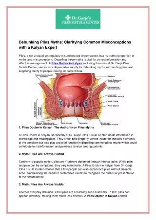 Debunking Piles Myths Clarifying Common Misconceptions with a Kalyan Expert