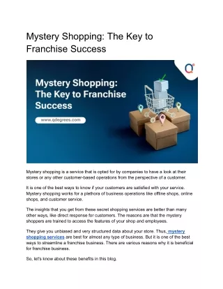 Mystery Shopping_ The Key to Franchise Success