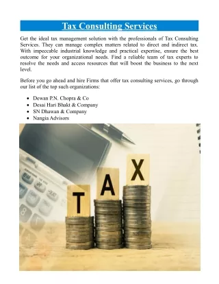 Find The Top Tax Consulting Services