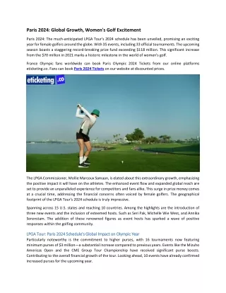 Paris 2024 Global Growth, Women's Golf Excitement