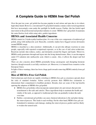 A Complete Guide to HEMA free Gel Polish