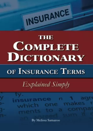 DOWNLOAD/PDF The Complete Dictionary of Insurance Terms Explained Simply