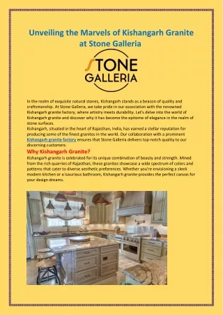 Unveiling the Marvels of Kishangarh Granite at Stone Galleria