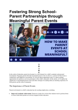 11 Effective Strategies For Making Parent Events Meaningful