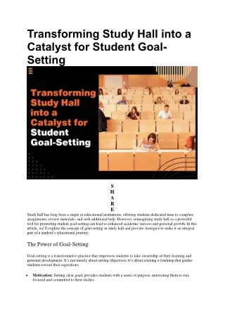 10 Strategies For Promoting Goal-setting In Study Hall | Future Education Magazi