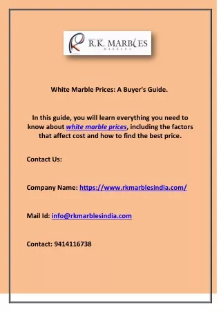 White Marble Prices: A Buyer's Guide.