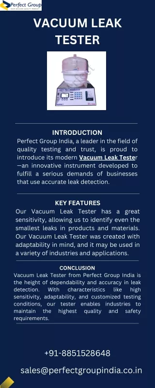 Vacuum leak tester | Perfect Group India