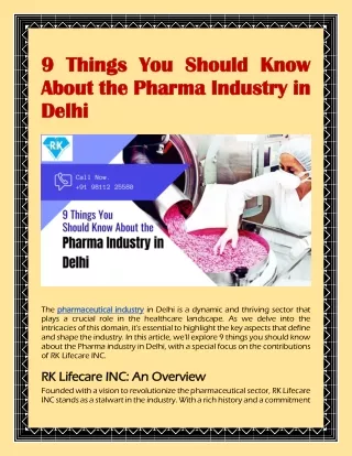 9 Things You Should Know About the Pharma Industry in Delhi