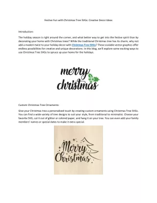 Festive Fun with Christmas Tree SVGs