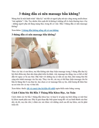 3 tháng đầu có nên massage bầu không