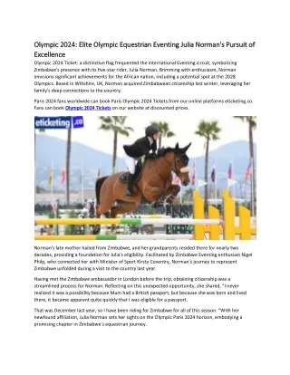 Olympic 2024 Elite Olympic Equestrian Eventing Julia Norman's Pursuit of Excellence