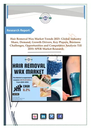 Hair Removal Wax Market Size, Share and Growth Report 2033: SPER Market Research