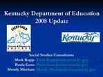 Kentucky Department of Education 2008 Update