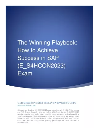 The Winning Playbook: How to Achieve Success in SAP (E_S4HCON2023) Exam