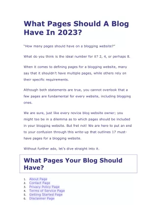 What Pages Should A Blog Have In 2023