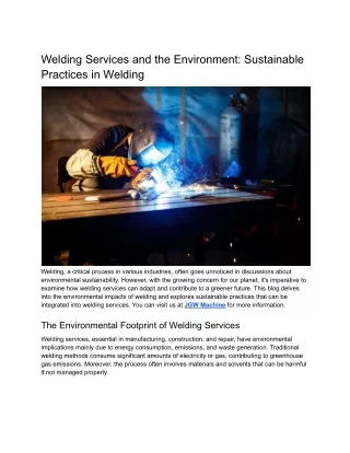 Welding Services - Embracing Eco-Friendly Practices