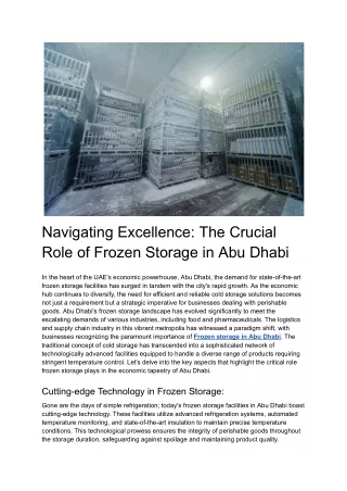 Navigating Excellence_ The Crucial Role of Frozen Storage in Abu Dhabi