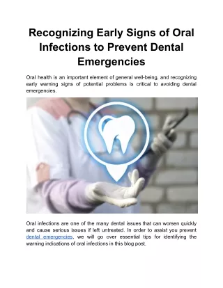 Recognizing Early Signs of Oral Infections to Prevent Dental Emergencies