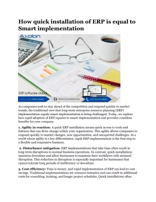 How quick installation of ERP is equal to Smart implementation