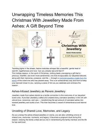 Unwrapping Timeless Memories This Christmas With Jewellery Made From Ashes_ A Gift Beyond Time