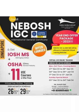 Discover the Best Study on HSE Nebosh Course in Singapore with Green World Group