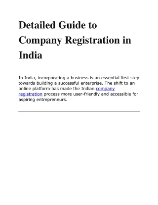 Detailed Guide to Company Registration in India