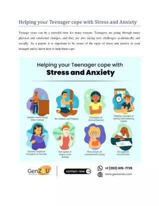 Helping your Teenager cope with Stress and Anxiety -Genzandu