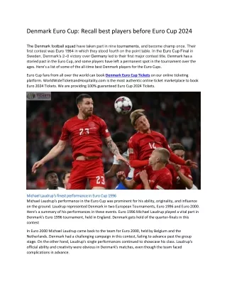 Denmark Euro Cup Recall best players before Euro Cup 2024