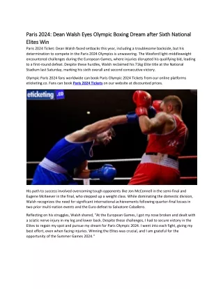 Paris 2024 Dean Walsh Eyes Olympic Boxing Dream after Sixth National Elites Win