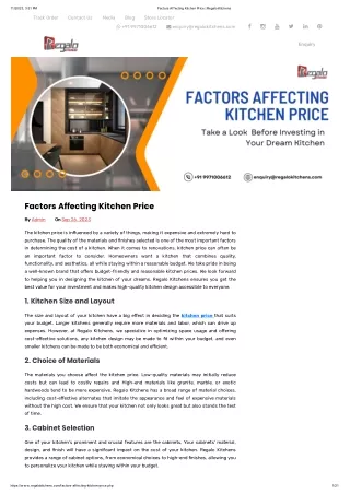 Factors Affecting Kitchen Price
