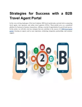 Strategies for Success with a B2B Travel Agent Portal