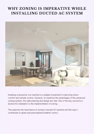 Why Zoning Is Imperative While Installing Ducted AC System