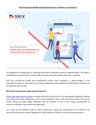 Discover the Role of a Professional Mobile App Development Company